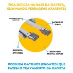 Par Corrediça Telescópica Oculta 35cm Gaveta Amortecedor - Imagem 2