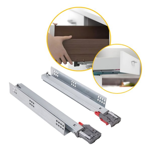 Par Corrediça Telescópica Oculta 35cm Gaveta Amortecedor