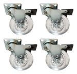 Kit 04 Rodízio Silicone 75mm Gel Transparente Giratório Com Freio