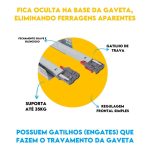 Par Corrediça Telescópica Oculta 50cm Gaveta Amortecedor - Imagem 2