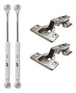 Kit 02 Dobradiça Reta E 02 Pistão A Gás 80n Armário Basculante