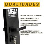 Fechadura Externa Modena Roseta Quadrada Preta MGM - Imagem 2