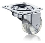 Rodízio Silicone 35mm Gel Transparente Base Giratória Sem Freio