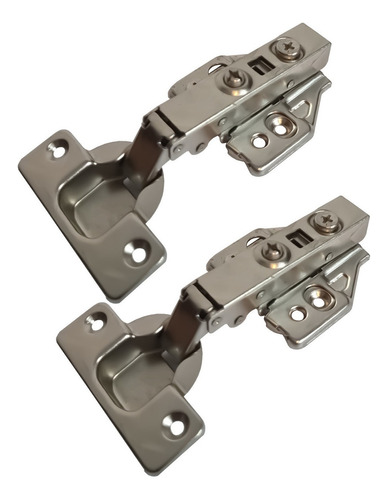 Kit 02 Dobradiça Reta 35mm Com Pistão Amortecedor Calço 3D Clip On - 02 Unid